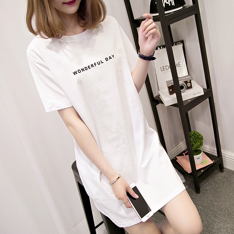 Áo thun TODOBLACK cotton tay ngắn dáng rộng xẻ tà thời trang mùa hè cho nữ plus size