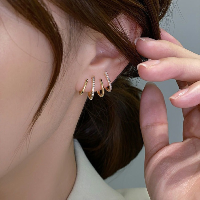 Khuyên Tai Đính Đá zircon Phong Cách Thời Trang Mới