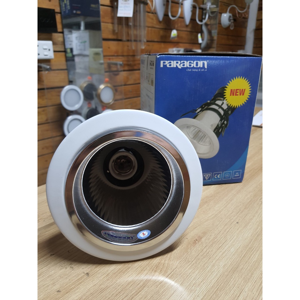 Vỏ đèn âm trần downlight sơn trắng phi 125mm, đui xoáy thông dụng E27 Paragon