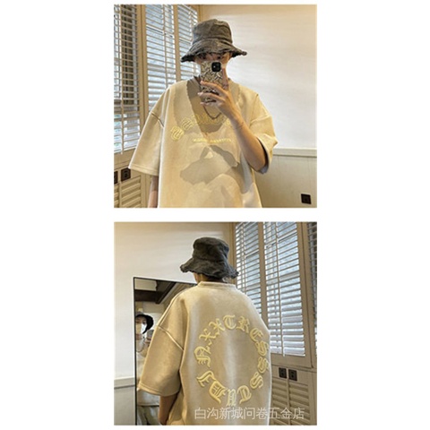 Áo Thun Da Lộn Tay Ngắn In Hình Xốp Phong Cách Đường Phố Mỹ Thời Trang Mùa Hè Cho Nam