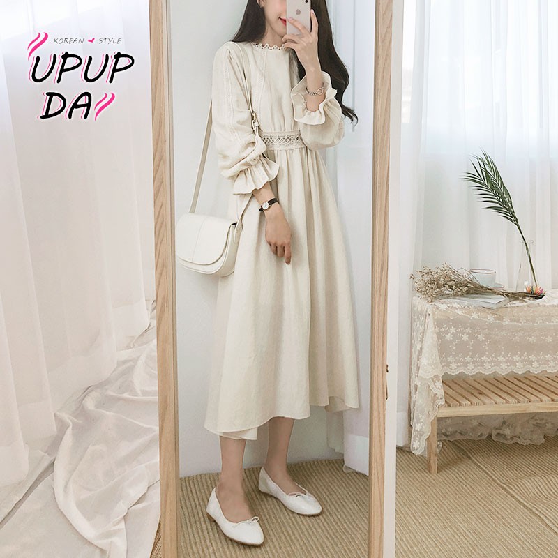 Đầm Dáng Dài Thời Trang Nữ Tính Cỡ S-XL👗👗Váy Hàn Quốc📣📣Đầm Hoa Chuông Phong Cách Pháp Thời Trang Mùa Thu 2019 Cho Nữ