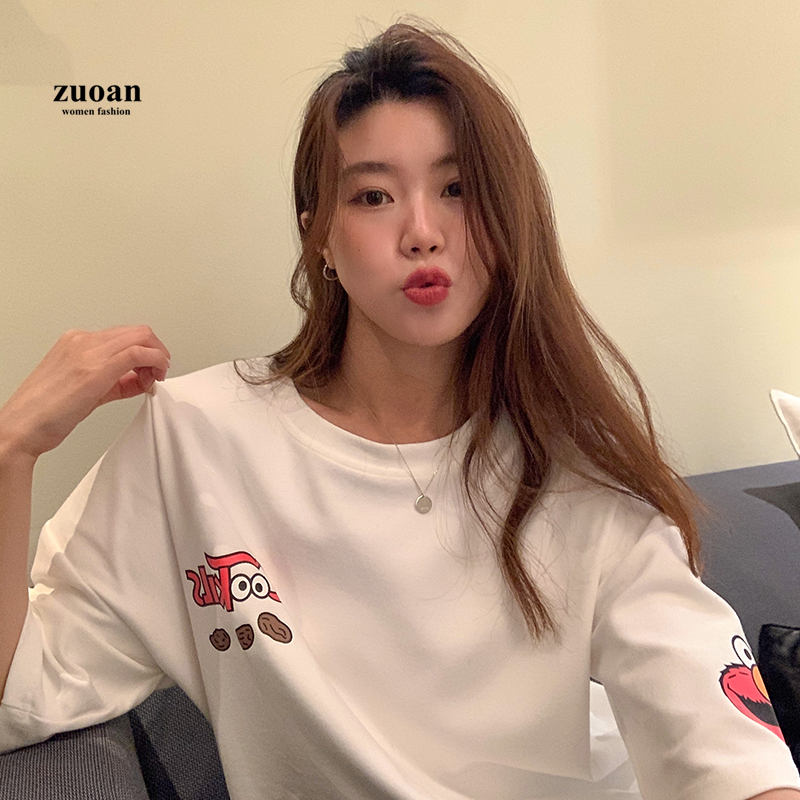 SUXI Áo Thun Nữ Ngắn Tay In Hình Hoạt Hình