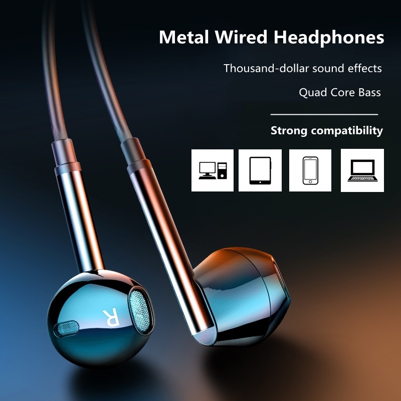 Tai nghe có dây mới tai nghe in-ear bass tai nghe nhạc thể thao thích hợp cho máy tính di động ipad