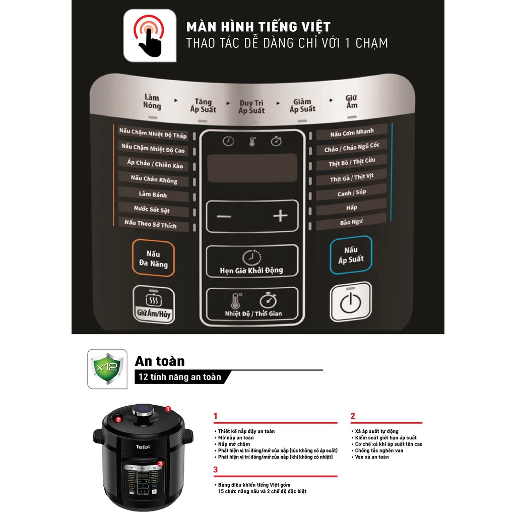 Nồi áp suất điện đa năng Tefal Home Chef CY601868