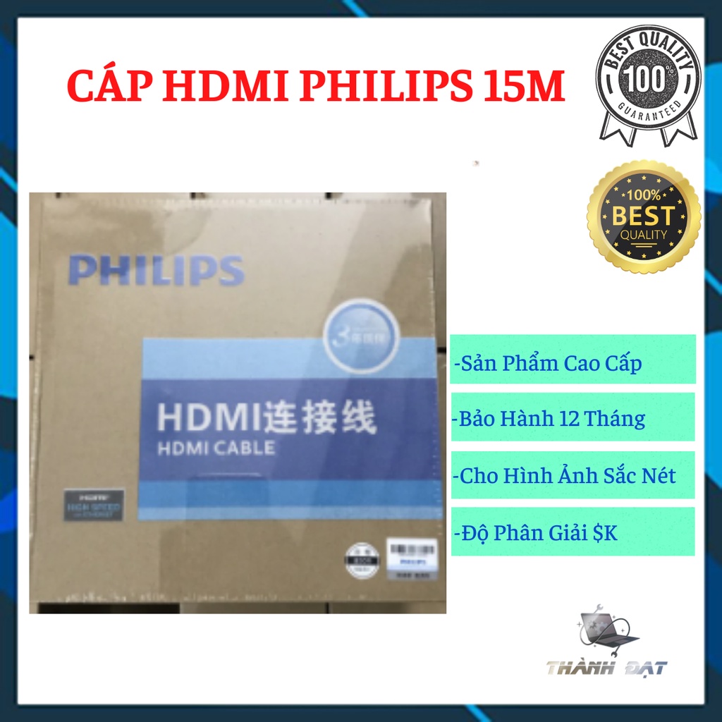 Cáp HDMI PHILIPS SWL6117K/93-15 – 15M, Tín hiệu 4K, Bảo hành 12 tháng