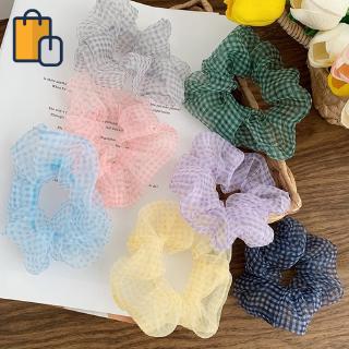 Thun cột tóc bằng vải voan phối họa tiết chấm bi xinh xắn cho phái nữ