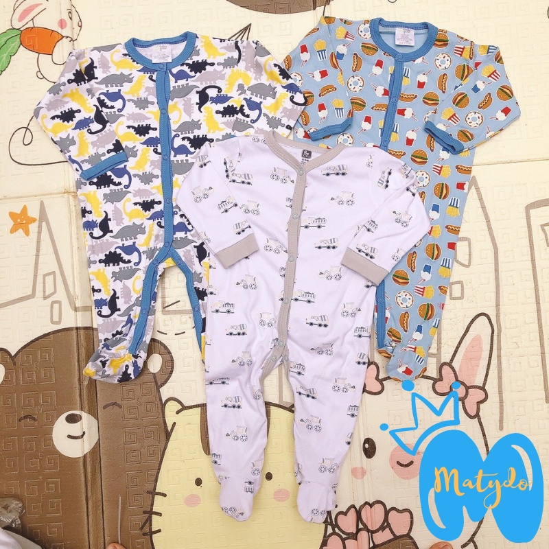 Body cho bé dài tay MATYDO set 3 bodysuit cho trẻ sơ sinh liền tất cho bé 0-3 tháng