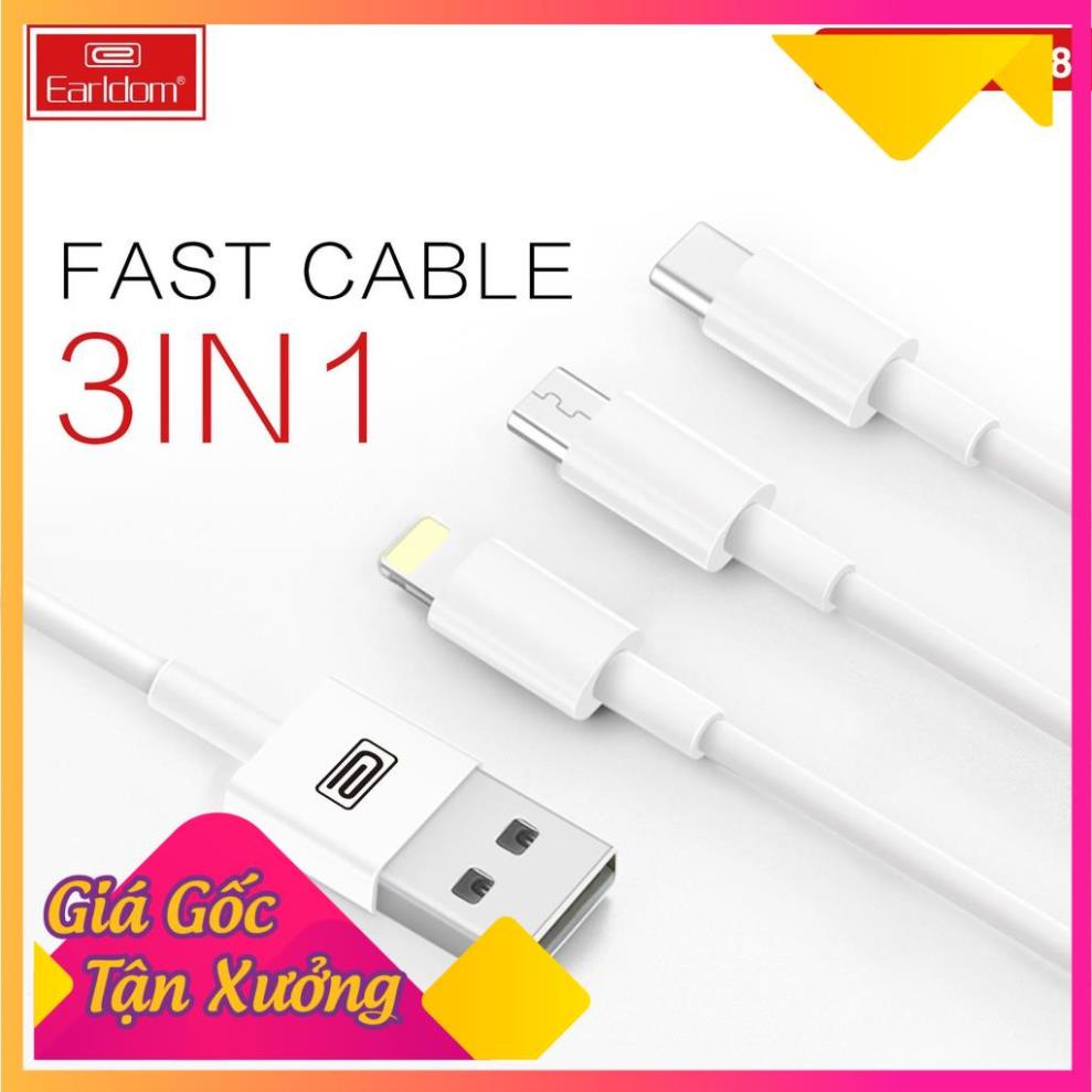 Dây sạc 3 trong 1 Earldom IMC-018 sạc nhanh cho Iphone SamSung Xiaomi dài 120cm