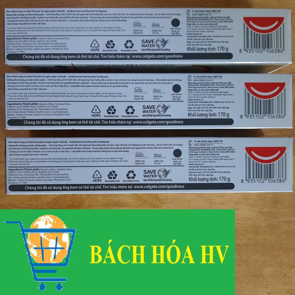 Combo 3 cây kem đánh rặng Colgate Total 170g - BACH HOA HV