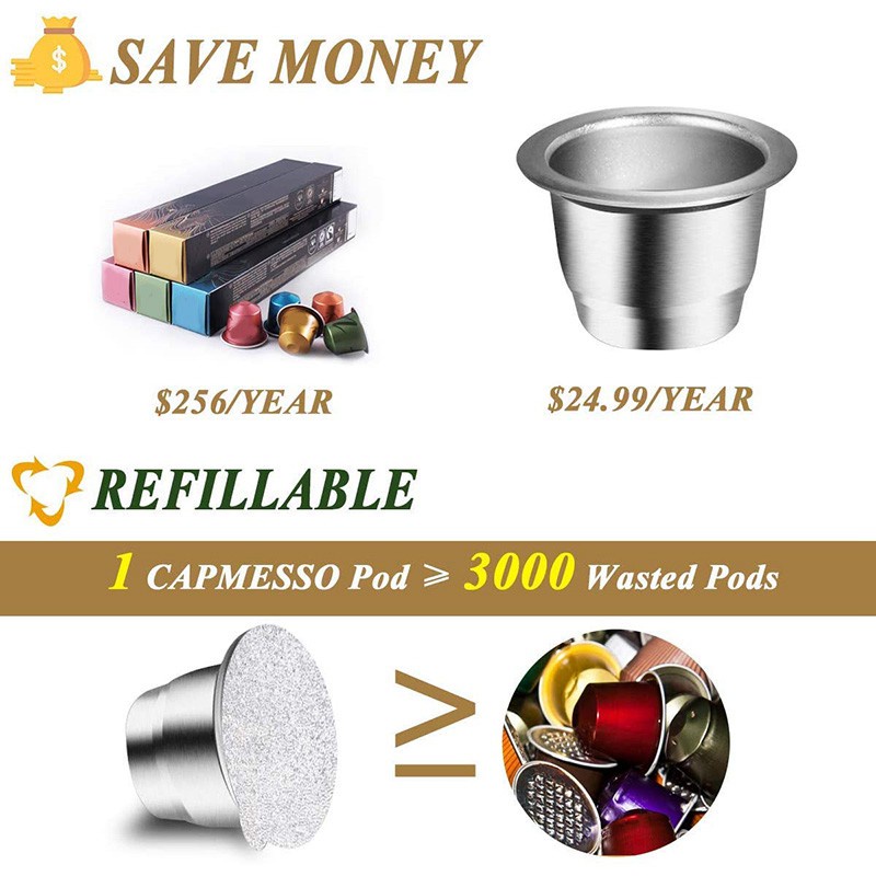 Reusable Espresso Capsules Refillable Coffee for Nespresso Brewer