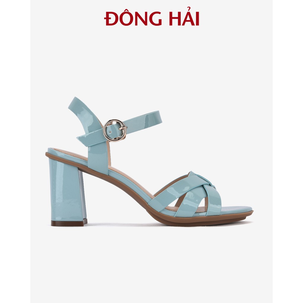 "TẶNG NGAY 30K khi theo dõi gian hàng trong T6 "Giày Sandal nữ cao gót da bóng quai đan Đông Hải - S85L1(cao 7cm)