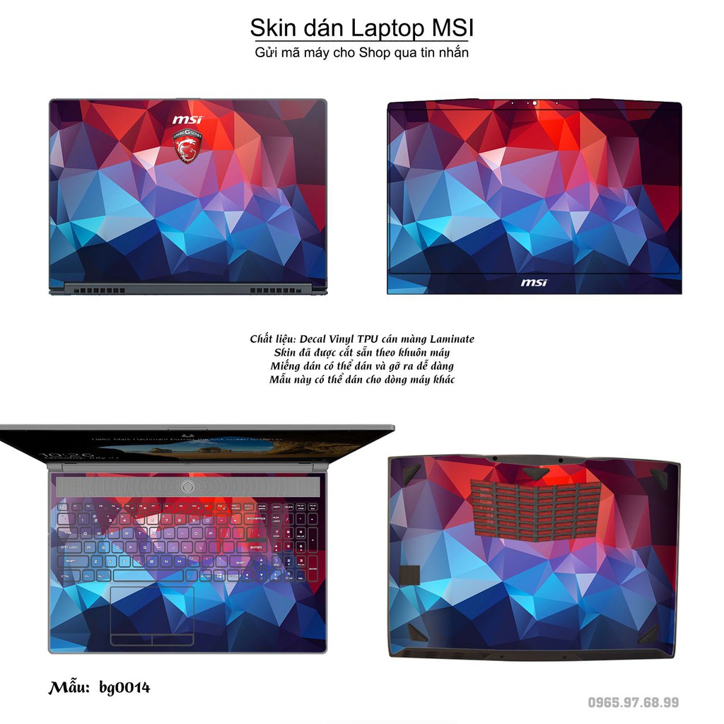 Skin dán Laptop MSI in hình Vân kim cương (inbox mã máy cho Shop)