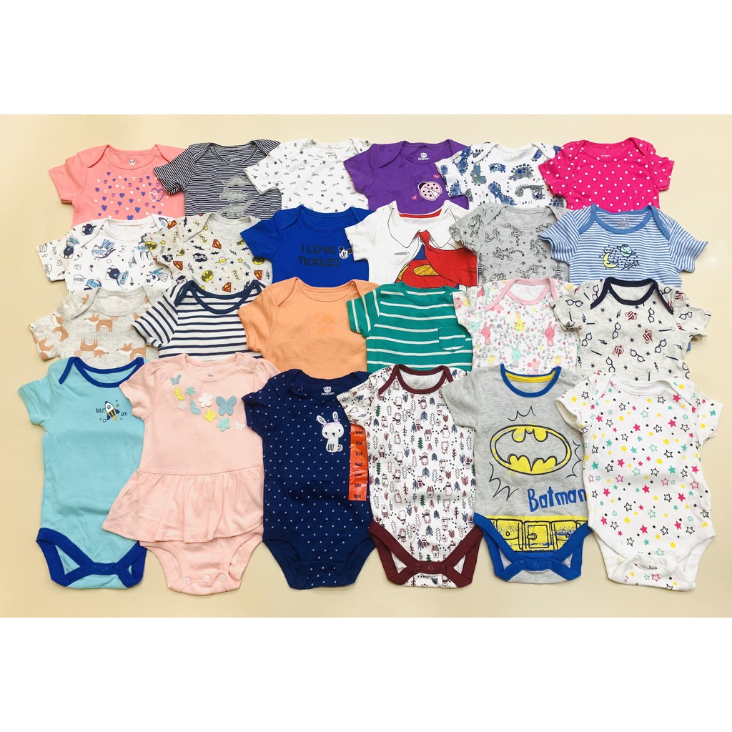 COMBO 5 Body Chip Cộc Tay Cho Bé 0-24m, Hàng Xuất Túi Zip Siêu Đẹp