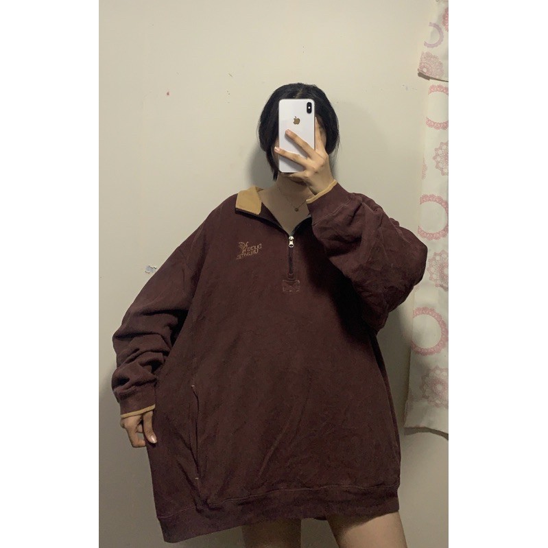 áo sweater zip 2hand màu nâu