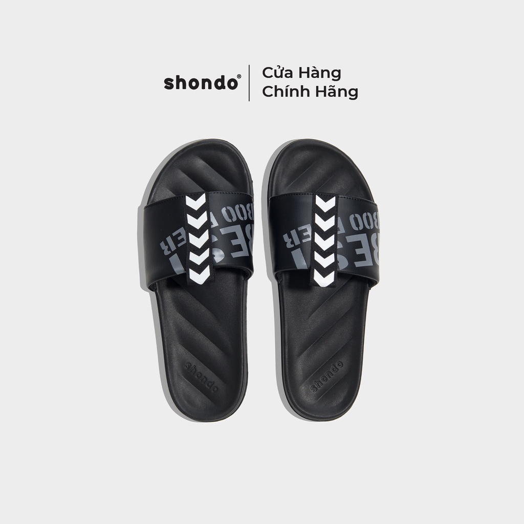 Dép Trendy Êm Chân Shondo Nam Nữ II Dù Sọc Mũi Tên Đen TRE1014