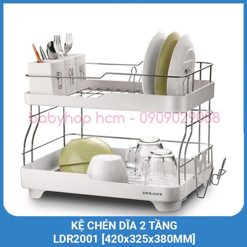 Kệ Chén Dĩa 2 Tầng Lock&Lock LDR2001 [420x325x380MM] Có 2 Màu Trắng và Xanh Lá | BigBuy360 - bigbuy360.vn