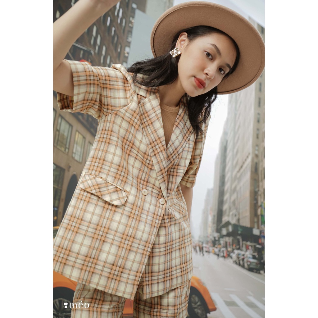 Áo blazer nữ Méo shop cộc tay có túi nắp Posh