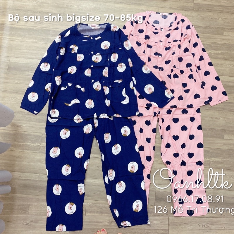 Bộ Ở Cữ Bộ Sau Sinh lanh - cotton Bigsize Cỡ Đại 2xl form to &amp; 3XL( 70-85kg)