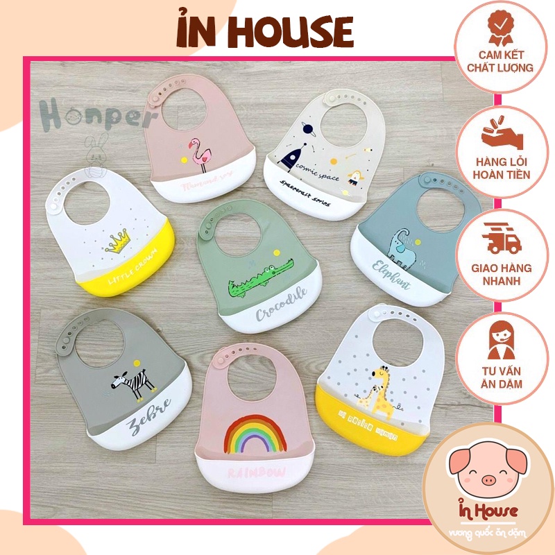 Yếm ăn dặm cho bé -Yếm ăn dặm silicon có máng hứng chất liệu an toàn mềm mại có nhiều nấc điều chỉnh tiện lợi