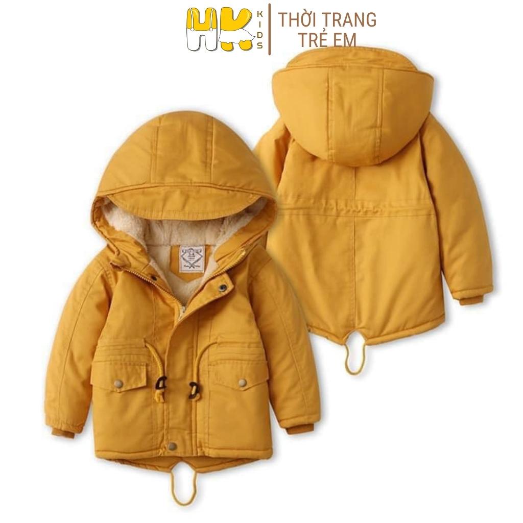 Áo PARKA cho bé từ 1 đến 14 tuổi, áo khoác dáng dài với lớp lót lông dày dặn mềm mịn siêu giữ ấm chuẩn QCCC - HK KIDS