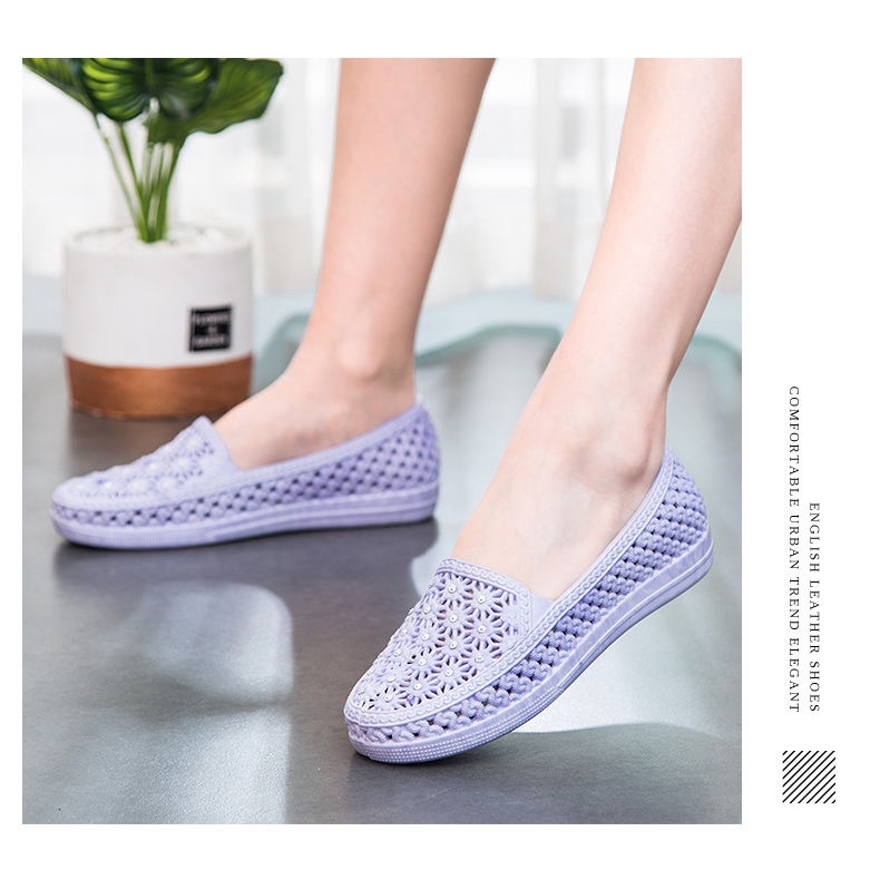 Giày lười nữ đi mưa đi biển cực bền nhẹ chất liệu cao su non siêu êm chân, thoáng khí thời trang