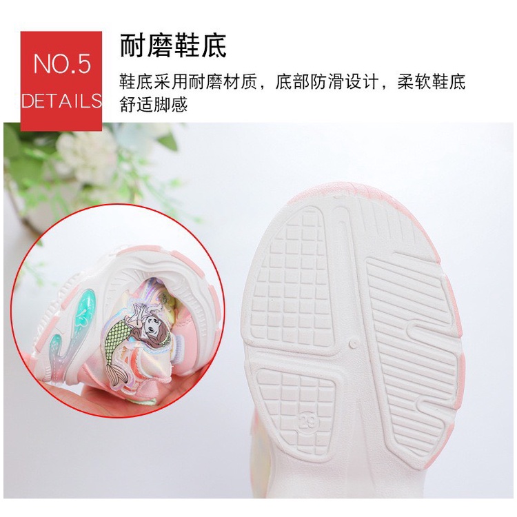 Giày thể thao bé gái - giày cho bé kiểu dáng thể thao hình nàng tiên cá với hai màu tím hồng công chúa dễ thương (2 mã)