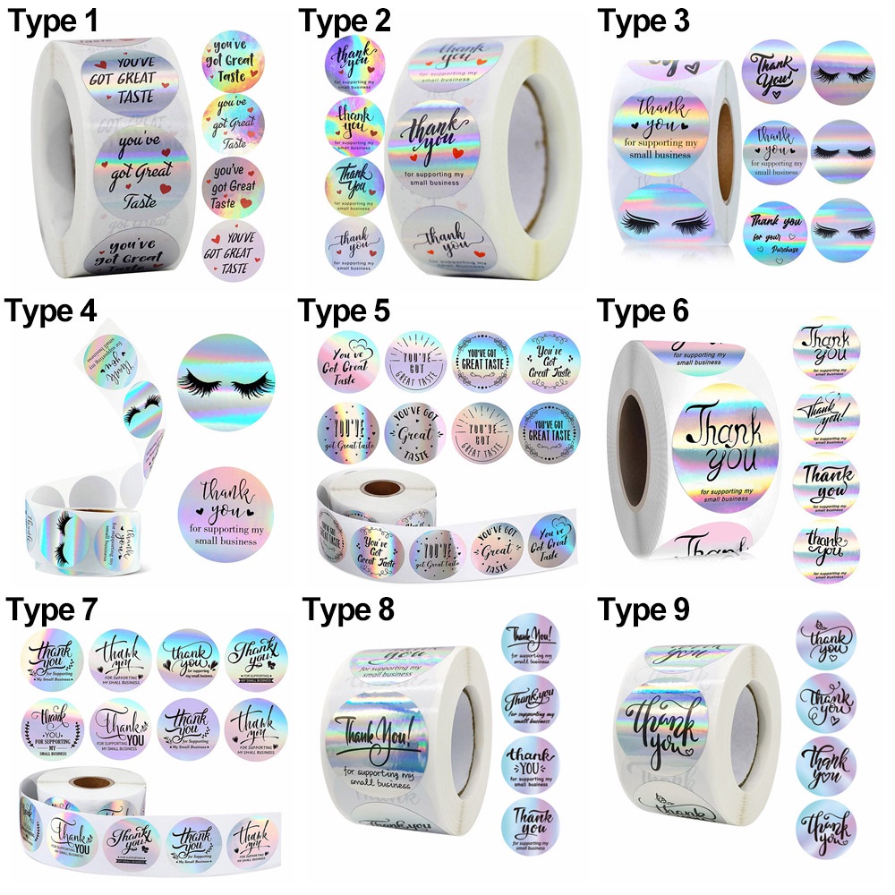Set 500 Nhãn Dán 1 / 1.5inch Chống Thấm Nước Hình Cầu Vồng &quot;Thank You&quot; Dùng Trang Trí Quà Tặng