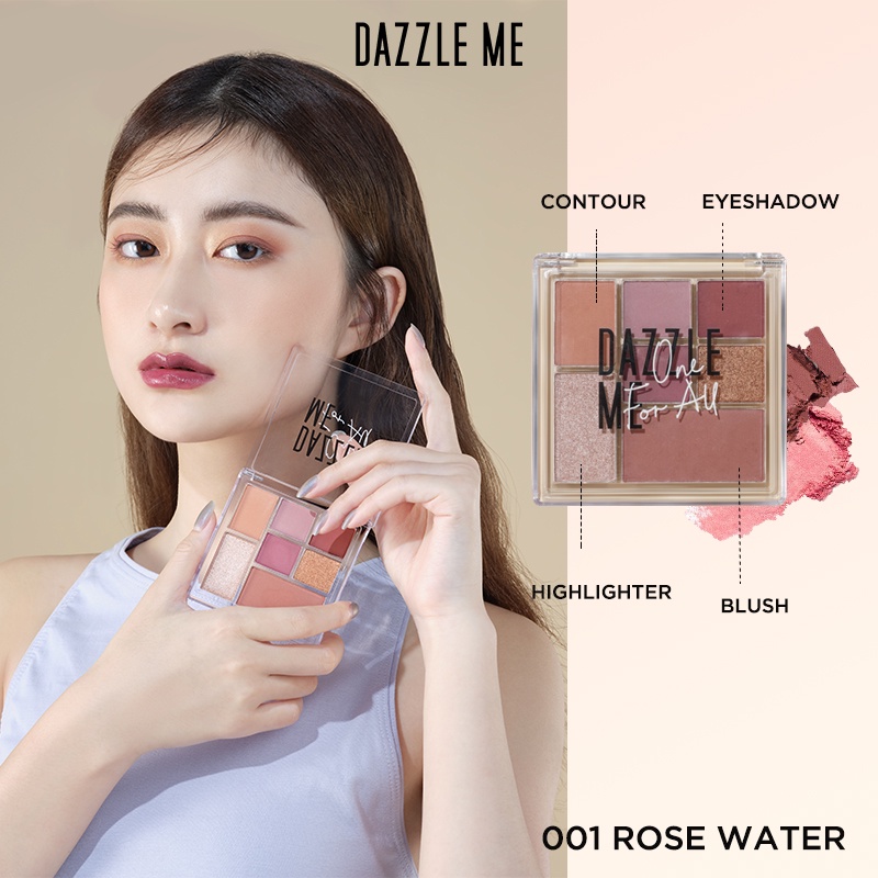 [001 Rose Wate] Bảng Phấn Trang Điểm Đa Năng Dazzle Me Gồm Phấn Mắt/ Phấn Má Hồng / Phấn Tạo Khối / Phấn Bắt Sáng 8.5g