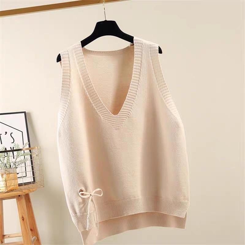 Áo ghi lê len cổ V màu trơn phong cách Hàn Quốc dễ thương GL01