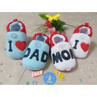 Giày bông nỉ i love dad mom