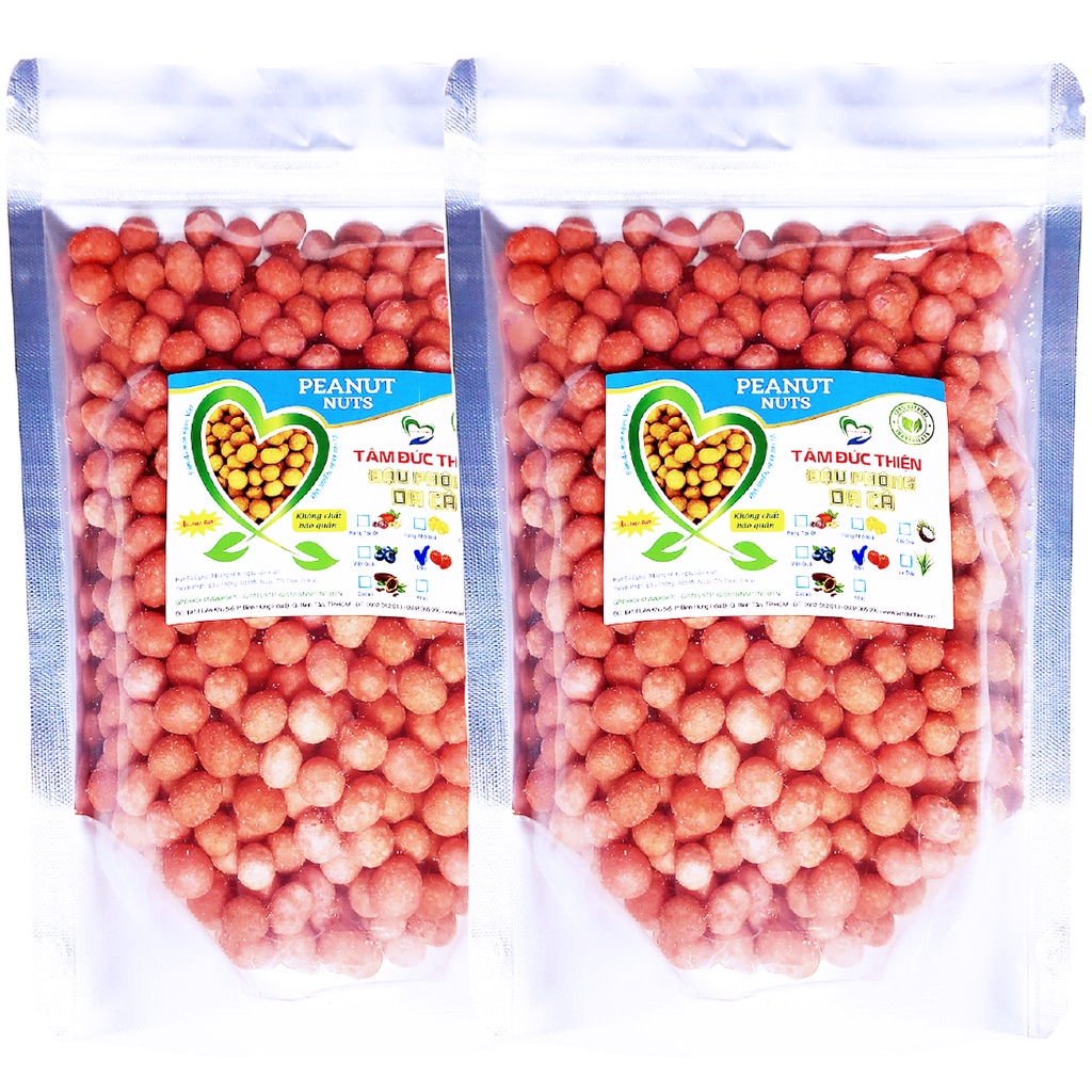 [Mã BMBAU50 giảm 7% đơn 99K] Combo 1KG Đậu Phộng Da Cá Dâu Tây Tâm Đức Thiện (2 x Túi 500GR)