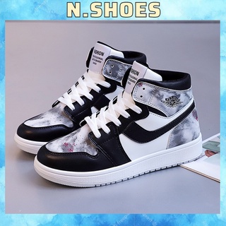 Giày nữ dáng air jordan cổ cao phản quang, giày xám, hồng, xanhhot hit 2021