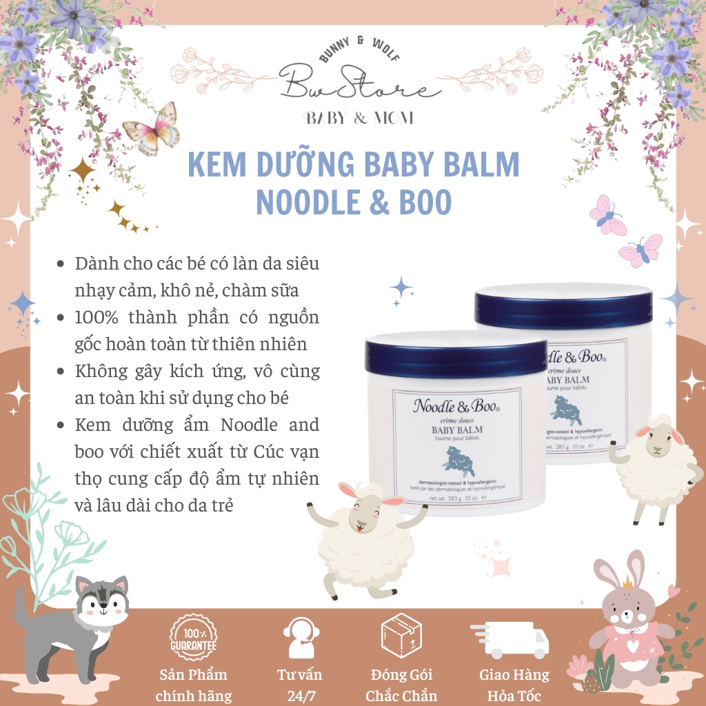 [Hàng Air - Cam kết chính hãng] Kem Dưỡng Ẩm Baby Balm Noodle &amp; Boo Mỹ an toàn dịu nhé cho bé từ sơ sinh