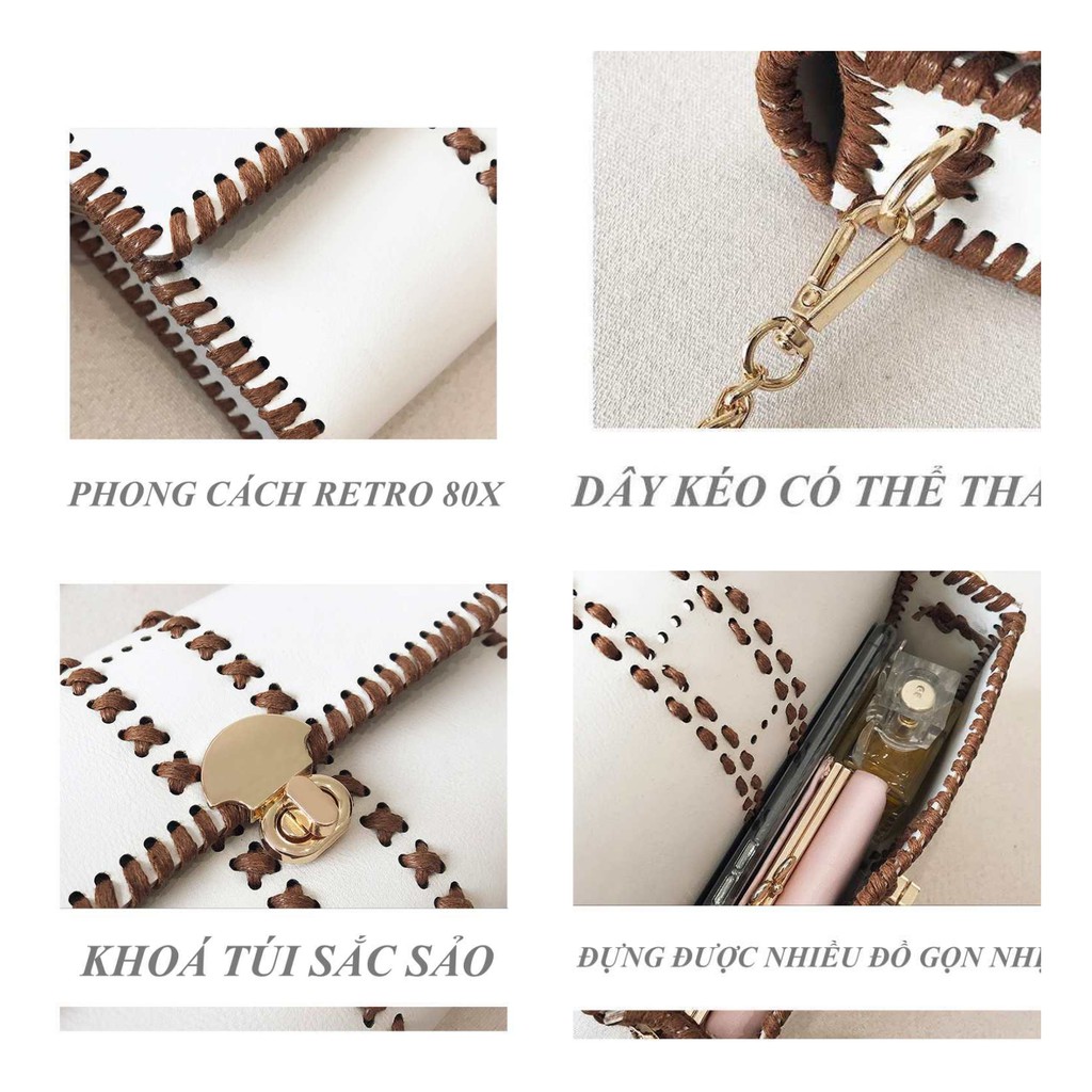 Có video hướng dẫn tự làm Túi đeo chéo cổ điển Retro, Bộ kit tự may túi handmade, Nguyên liệu đầy đủ cắt sẵn