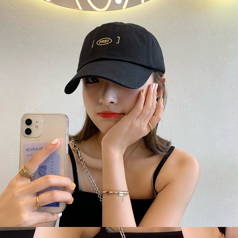 Mũ lưỡi trai vành rộng mềm thêu chữ thời trang xuân hè cho nam nữ