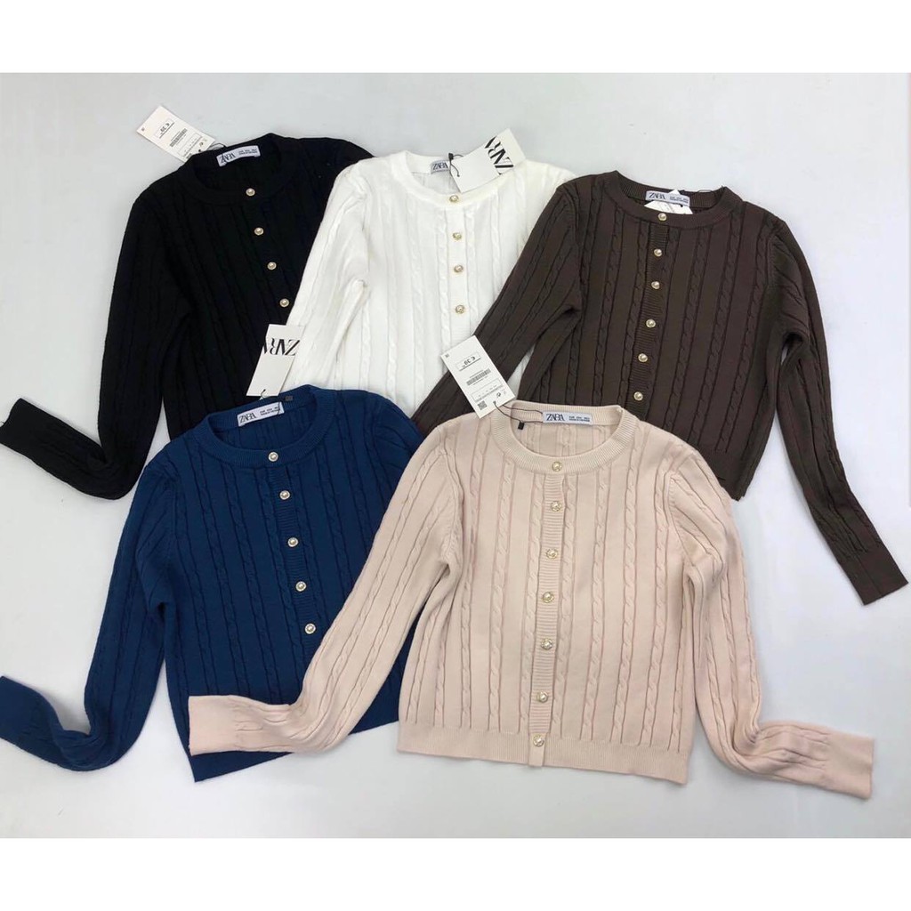 Áo len cúc ngọc Zara