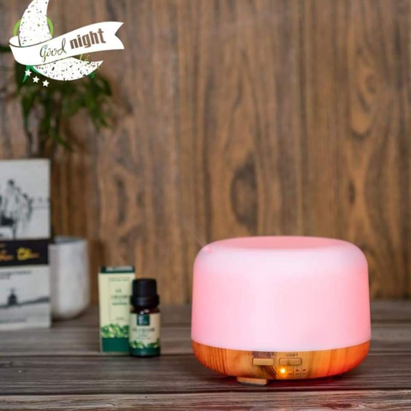Máy Xông Tinh Dầu Trụ Trong Đế Gỗ 300ml