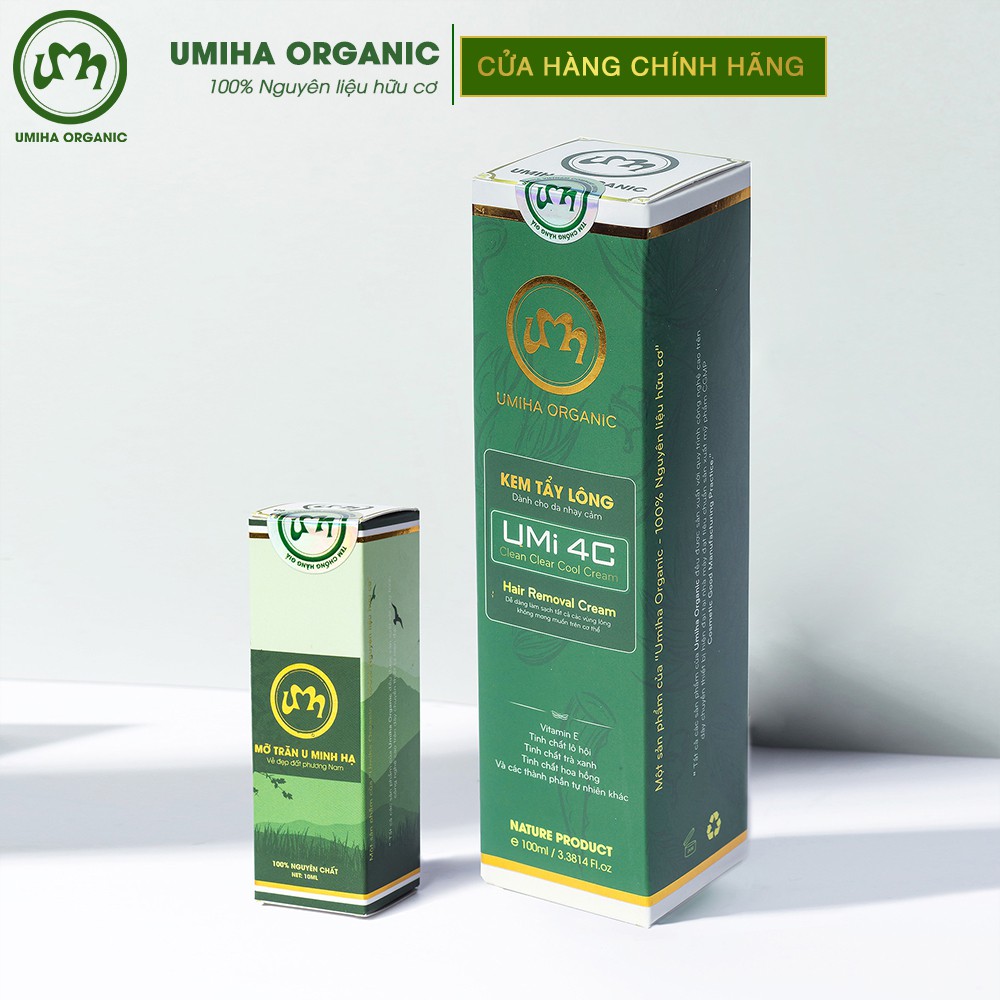 Tẩy triệt lông Nách vĩnh viễn UMIHA - Combo Mỡ trăn triệt lông U Minh Hạ (10ml) và Kem tẩy lông Umi 4C (100ml)