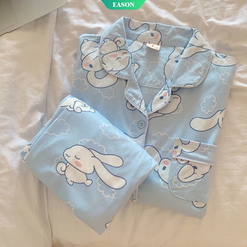 Bộ Đồ Ngủ Tay Dài In Hoạt Hình Sanrio Cinnamoroll Kiểu Nhật Bản Thời Trang Xuân Thu Cho Bạn Gái