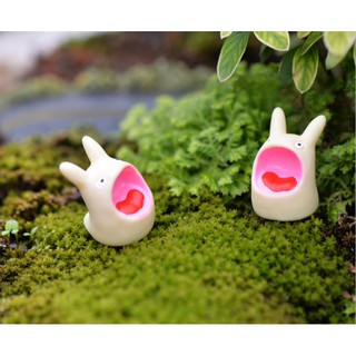 Mô hình 02 con Chibi Totoro màu trắng trang trí tiểu cảnh, DIY, móc khóa