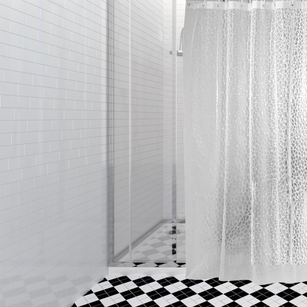 [CHOO] Clear Shower Curtain Bathroom Screen Thickened 3D Transparent Waterproof with Hooks EVA Home Supplies