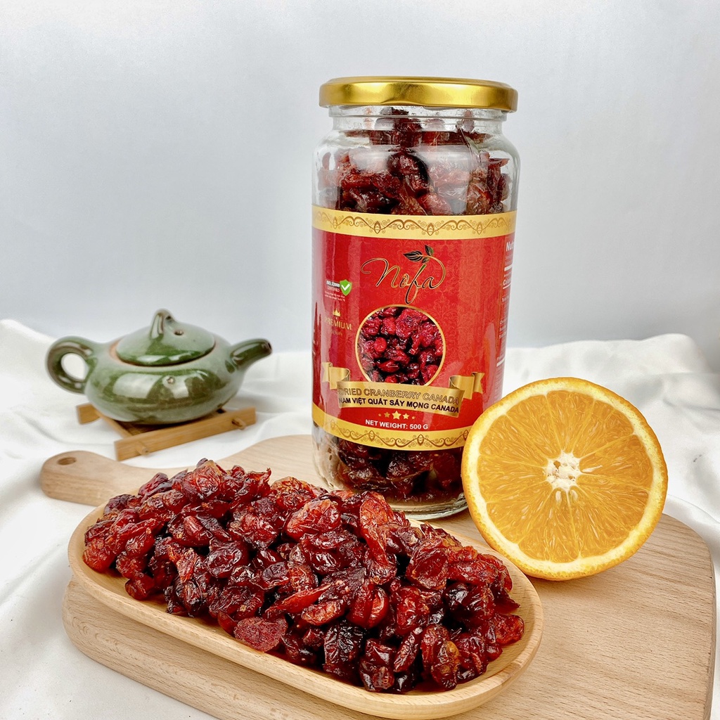 Nam việt quất Mỹ sấy Nofa, không đường, dẻo thơm, hàng nhập khẩu thượng hạng đầy đủ giấy tờ