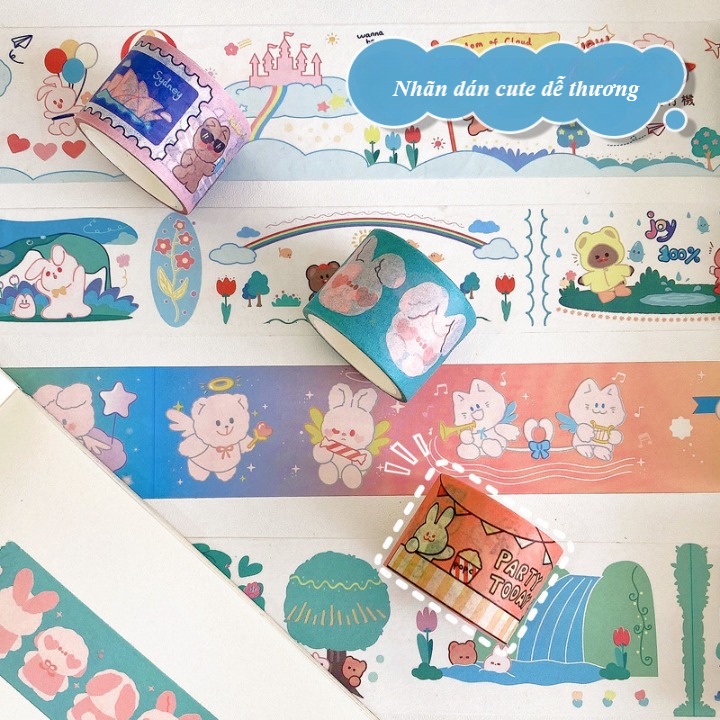Hình dán cute sticker anime Băng keo Washi trang trí đồ dùng cá nhân DIY Crafts, Scrapbook, Journal, Diary, Planner