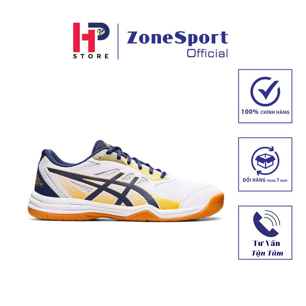 Giày Asics Upcourt 5 Trắng Vàng Xanh - Giày Chuyên Bóng Chuyền, Cầu Lông, Tennis cổ thấp giảm sốc thoáng khí độ bền cao