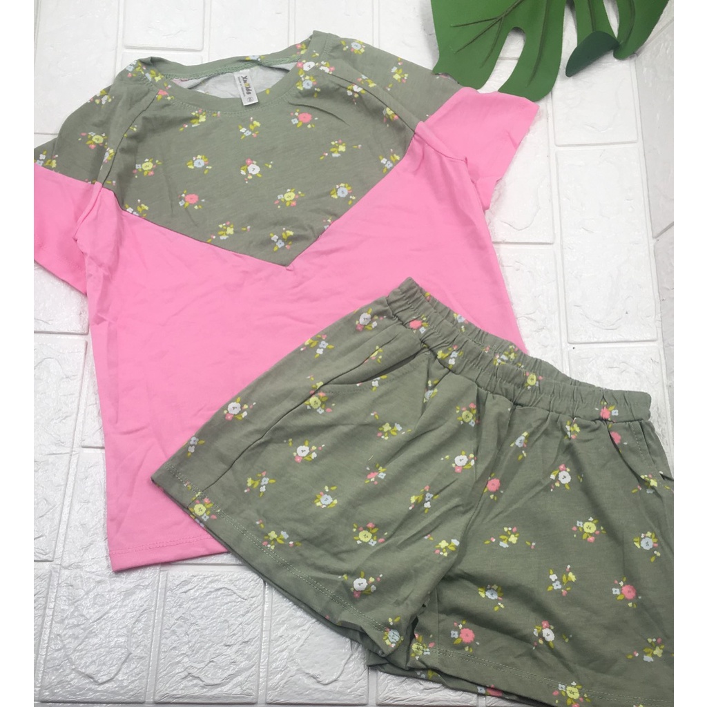 Bộ bé gái cộc tay vải xuất dư 100% cotton sz 8- 48kg