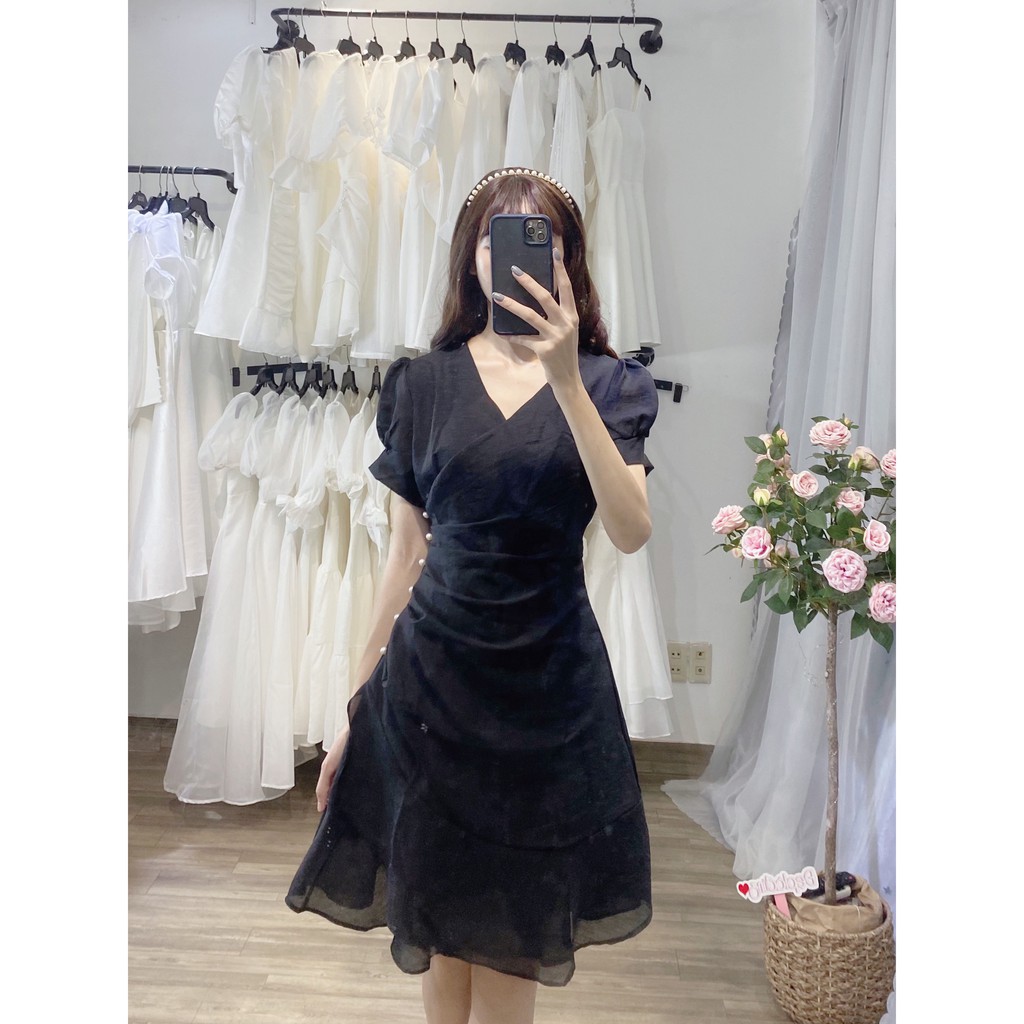 Đầm Dạo Phố Cổ Chéo Đính Ngọc 4 màu - D0372