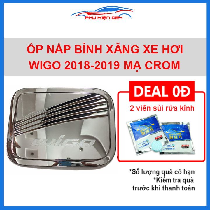 Ốp nắp bình xăng Wigo 2018-2019 mạ crom chống trầy trang trí ô tô