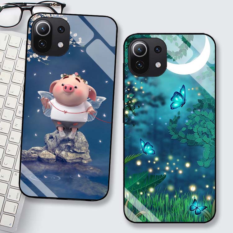 Ốp Lưng Xiaomi Mi 11, Mi 11 Lite Lưng kính cường lực Sang Trọng, Sáng Bóng