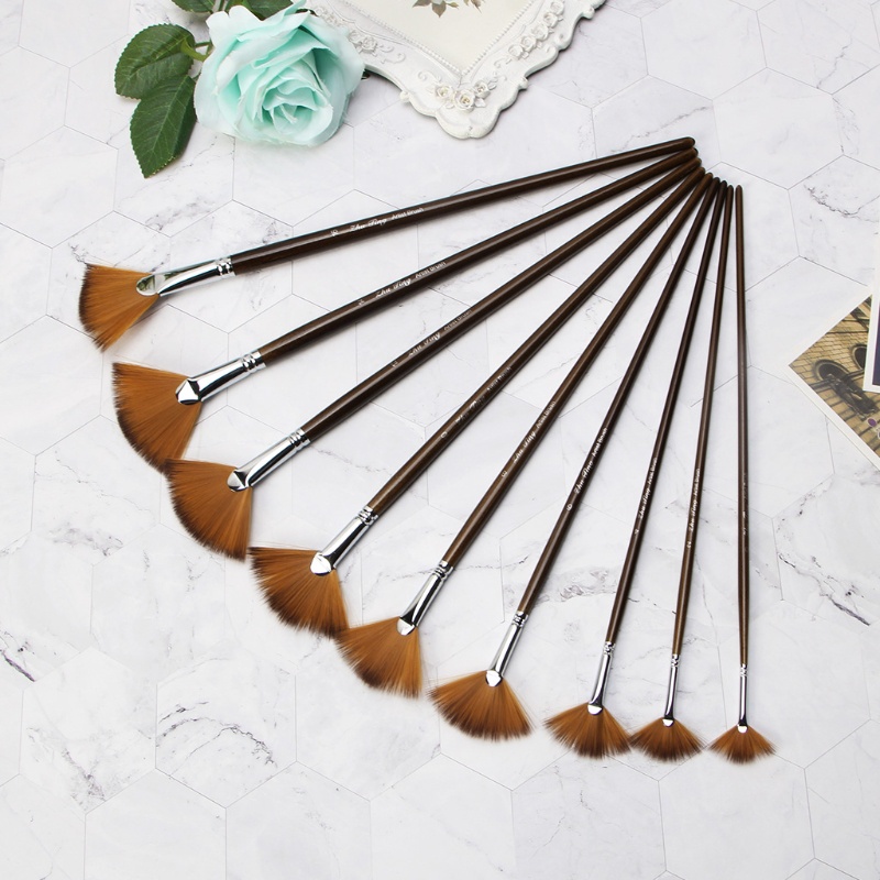 Set 9 Cọ Vẽ Hình Quạt Chuyên Nghiệp