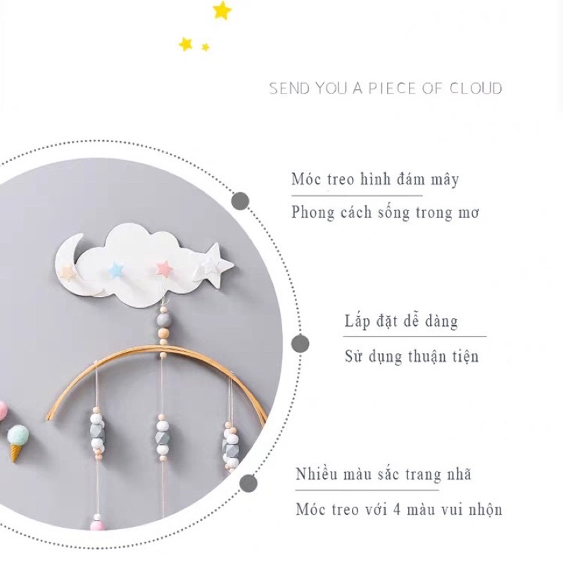 Móc Treo Đồ Dán Tường Decor Hình Đám Mây Tiện Ích Trang Trí Nhà Cửa , Móc Dán Tường Treo Đồ Đa Năng